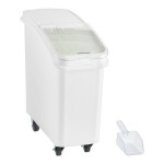Baker's Lane 21 Gallon / 335 Cup White Slant Top Mobile Ingredient Storage Bin with Sliding Lid & Scoop