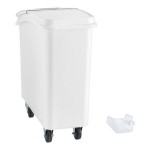 Baker's Lane 21 Gallon / 335 Cup White Slant Top Mobile Ingredient Storage Bin with Sliding Lid & Scoop