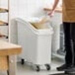 Baker's Lane 21 Gallon / 335 Cup White Slant Top Mobile Ingredient Storage Bin with Sliding Lid & Scoop