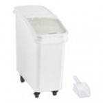 Baker's Lane 21 Gallon / 335 Cup White Slant Top Mobile Ingredient Storage Bin with Sliding Lid & Scoop