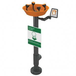 Guardian Equipment G1796 WideArea Pedestal Mounted All PVC Eye and Face Wash Station with Bowl