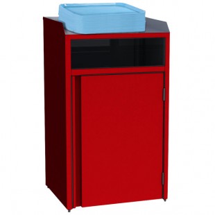 Lakeside 4410RD Rectangular Stainless Steel Waste Station with Front Access and Red Laminate Finish - 26 1/2