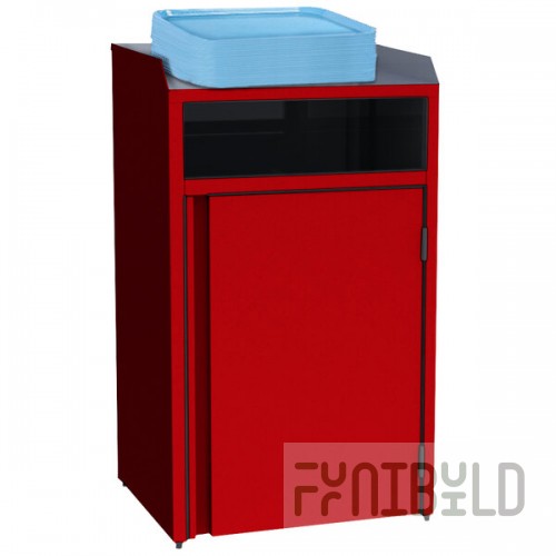 Lakeside 4410RD Rectangular Stainless Steel Waste Station with Front Access and Red Laminate Finish - 26 1/2
