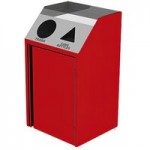 Lakeside 4410RD Rectangular Stainless Steel Waste Station with Front Access and Red Laminate Finish - 26 1/2