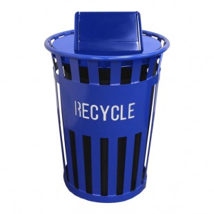 Witt Industries Oakley Eco M3601RE-SWT-BL 36 Gallon Blue Outdoor Recycling Bin with Swing Top Lid Witt Industries Oakley Eco M3601RE-SWT-BL 36 Gallon Blue Outdoor Recycling Bin with Swing Top Lid