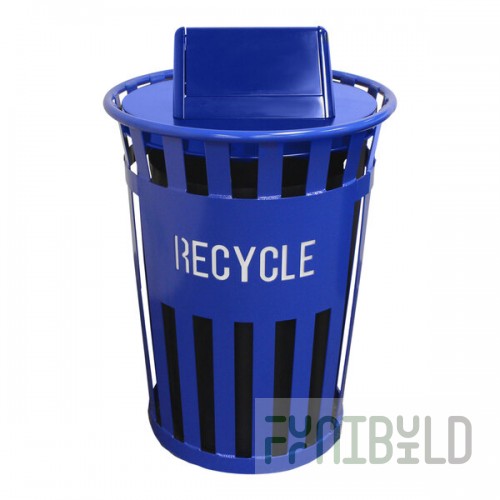 Witt Industries Oakley Eco M3601RE-SWT-BL 36 Gallon Blue Outdoor Recycling Bin with Swing Top Lid
