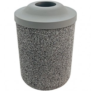 Wausau Tile TF1083 31 Gallon Concrete Round Trash Can with Plastic Pitch-In Top