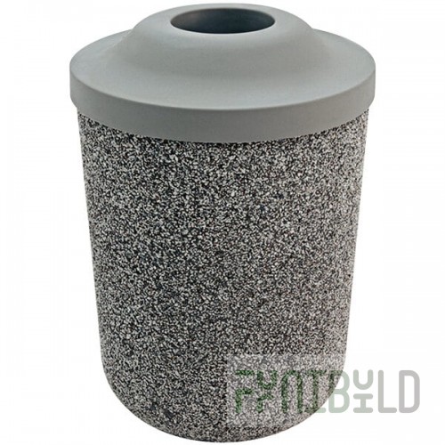 Wausau Tile TF1083 31 Gallon Concrete Round Trash Can with Plastic Pitch-In Top