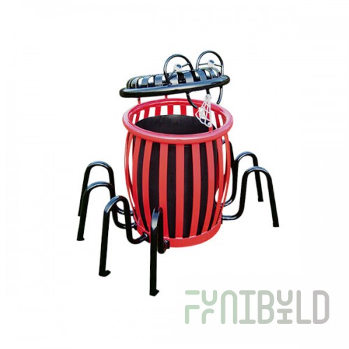 Paris Site Furnishings Creature Cans 34 Gallon Spider Steel Trash Can