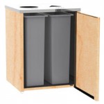 Lakeside 3415HRM Stainless Steel Rectangular Refuse / Recycle / Paper Station with Top Access and Hard Rock Maple Laminate Finish - 37 1/2 Lakeside 3415HRM Stainless Steel Rectangular Refuse / Recycle / Paper Station with Top Access and Hard Rock Maple Laminate Finish - 37 1/2