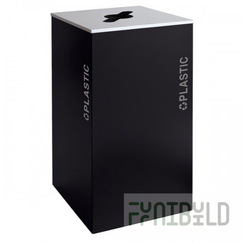 Ex-Cell Kaiser RC-KD36-PL BT-PBG Black Tie Kaleidoscope Pebble Black Gloss Square 36 Gallon Plastic Receptacle