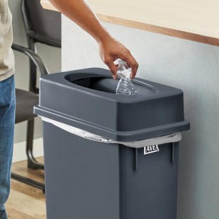 Lavex Gray Slim Rectangular Trash Can Drop Shot Lid Lavex Gray Slim Rectangular Trash Can Drop Shot Lid
