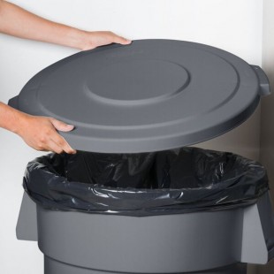 Carlisle 84104523 Bronco 44 Gallon Gray Flat Round Trash Can Lid