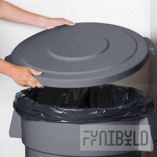 Carlisle 84104523 Bronco 44 Gallon Gray Flat Round Trash Can Lid