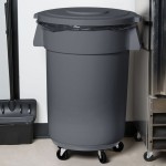 Carlisle 84104523 Bronco 44 Gallon Gray Flat Round Trash Can Lid