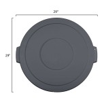 Carlisle 84104523 Bronco 44 Gallon Gray Flat Round Trash Can Lid