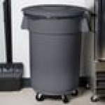 Carlisle 84104523 Bronco 44 Gallon Gray Flat Round Trash Can Lid