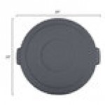 Carlisle 84104523 Bronco 44 Gallon Gray Flat Round Trash Can Lid