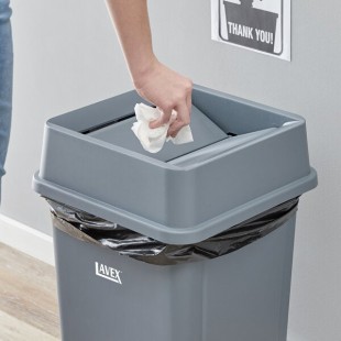 Lavex 19 / 23 Gallon Gray Square Trash Can Drop Shot Lid