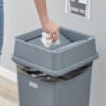 Lavex 19 / 23 Gallon Gray Square Trash Can Drop Shot Lid