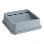 Lavex 19 / 23 Gallon Gray Square Trash Can Drop Shot Lid