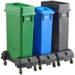 Lavex 19 / 23 Gallon Gray Square Trash Can Drop Shot Lid