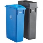 Lavex 19 / 23 Gallon Gray Square Trash Can Drop Shot Lid