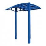 Paris Site Furnishings Shade Series 6' Signal Blue Inground Mounted Park Bench with Canopy and Basket Weave Perforations 85 1/2 Paris Site Furnishings Shade Series 6' Signal Blue Inground Mounted Park Bench with Canopy and Basket Weave Perforations 85 1/2