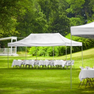 Backyard Pro Courtyard Series 10' x 20' White Straight Leg Heavy-Duty Aluminum Instant Pop-Up Canopy Tent Backyard Pro Courtyard Series 10' x 20' White Straight Leg Heavy-Duty Aluminum Instant Pop-Up Canopy Tent