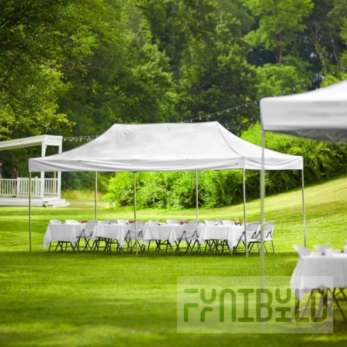 Backyard Pro Courtyard Series 10' x 20' White Straight Leg Heavy-Duty Aluminum Instant Pop-Up Canopy Tent