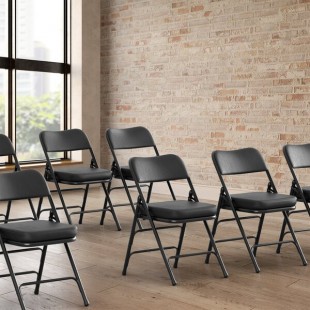 Lancaster Table & Seating Black Vinyl Folding Chair with 2 Lancaster Table & Seating Black Vinyl Folding Chair with 2