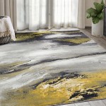 Abani Arto Collection 4' x 6' Gold Contemporary Marble Area Rug