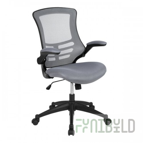 Flash Furniture Kelista Dark Gray Mesh Mid-Back Office Chair with Black Frame and Flip Up Arms