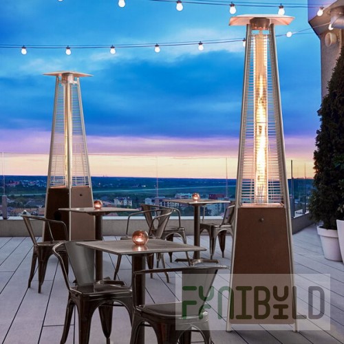 Backyard Pro Courtyard Series HPSQRBZ Bronze Portable Propane Outdoor Patio Heater with Glass Tube - 40,000 BTU