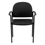Flash Furniture BT-516-1-VINYL-GG Black Vinyl Stackable Side Chair with Arms