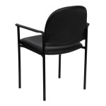 Flash Furniture BT-516-1-VINYL-GG Black Vinyl Stackable Side Chair with Arms