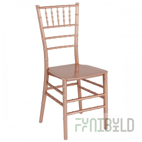 Flash Furniture LE-ROSE-M-GG Hercules Series Rose Gold Resin Chiavari Outdoor / Indoor Stackable Chair