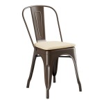 Lancaster Table & Seating Alloy Copper Outdoor Cafe Chair with Tan Fabric Magnetic Cushion