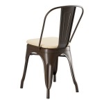 Lancaster Table & Seating Alloy Copper Outdoor Cafe Chair with Tan Fabric Magnetic Cushion