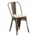 Lancaster Table & Seating Alloy Copper Outdoor Cafe Chair with Tan Fabric Magnetic Cushion
