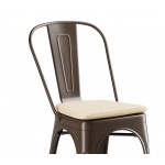 Lancaster Table & Seating Alloy Copper Outdoor Cafe Chair with Tan Fabric Magnetic Cushion