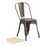 Lancaster Table & Seating Alloy Copper Outdoor Cafe Chair with Tan Fabric Magnetic Cushion