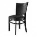Lancaster Table & Seating Sofia Black Finish Wood Chair with Black Vinyl Seat Lancaster Table & Seating Sofia Black Finish Wood Chair with Black Vinyl Seat