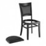 Lancaster Table & Seating Sofia Black Finish Wood Chair with Black Vinyl Seat Lancaster Table & Seating Sofia Black Finish Wood Chair with Black Vinyl Seat