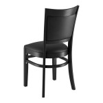 Lancaster Table & Seating Sofia Black Finish Wood Chair with Black Vinyl Seat Lancaster Table & Seating Sofia Black Finish Wood Chair with Black Vinyl Seat