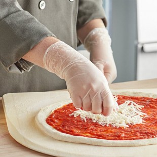 Noble Large Powder-Free Disposable Clear 3 Mil Thick Vinyl Gloves for Foodservice - 100/Box Noble Large Powder-Free Disposable Clear 3 Mil Thick Vinyl Gloves for Foodservice - 100/Box