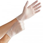 Noble Large Powder-Free Disposable Clear 3 Mil Thick Vinyl Gloves for Foodservice - 100/Box