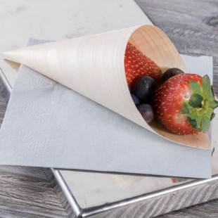 TableCraft BAMDCN6 3 oz. Small Wooden Disposable Serving Cone - 50/Pack