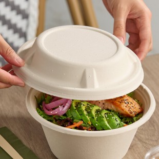 Tellus Products 24, 32, and 48 oz. Round Domed Fiber Take-Out Lid - 300/Case