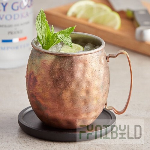 Acopa Alchemy 16 oz. Hammered Dark Antique Copper Moscow Mule Mug - Sample